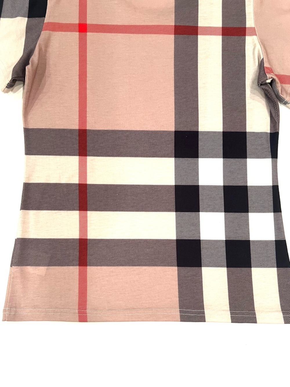 Burberry Tan Black Red Nova Check Plaid Short Sleeve Tee Shirt Womens Medium EUC - Picture 7 of 9
